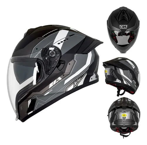 CASCO MOTO CES AIRFLITE DOBLE CERTIFICADO C/VISOR SILVER GRIS MATE