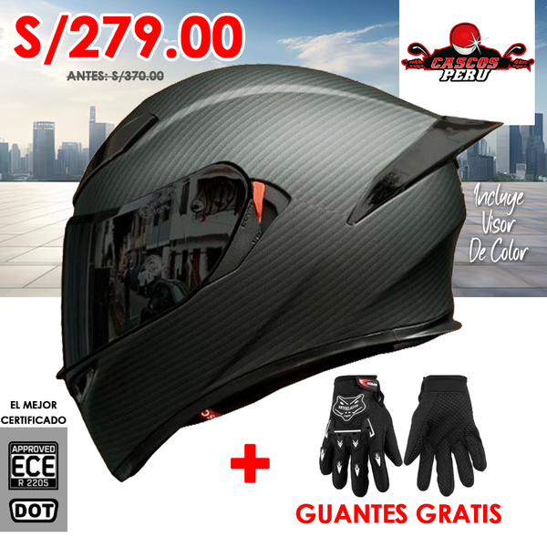 CASCO MOTO AXOR EX BIHR FIBRA DE CARBONO NEGRO DOBLE VISOR