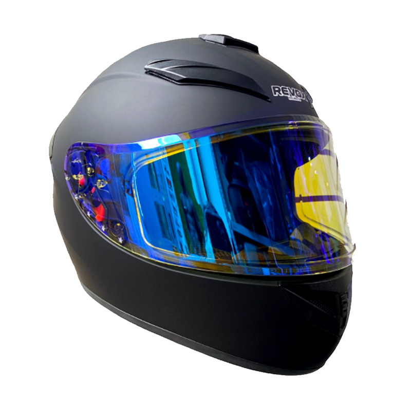 CASCO MOTO REVOX CERTIFICADO VISOR REVO AZUL DIA Y NOCHE