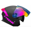 CASCO MOTO XTREME XT717 DOBLE VISOR NEGRO MATE REVO ROSADO ABIERTO