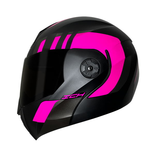 CASCO ICH ABATIBLE LOKHED FUCSIA NEGRO MATE