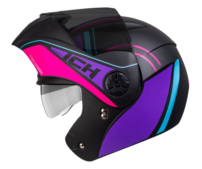 CASCO ICH ABATIBLE LUN NEGRO FUCSIA MATE