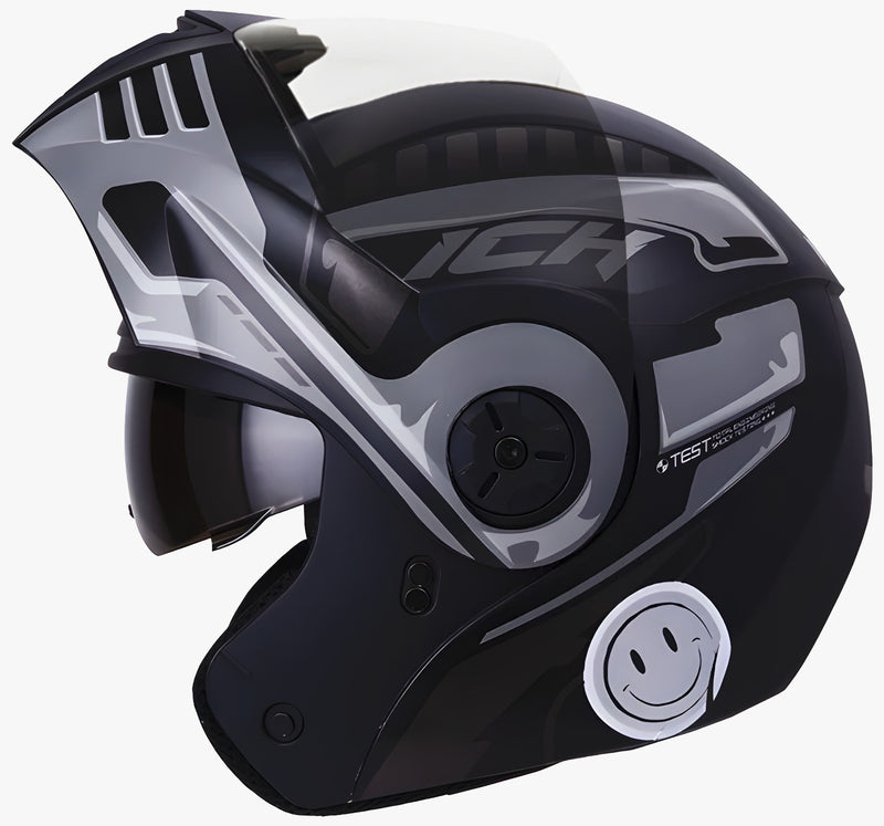 CASCO ICH ABATIBLE ROBOTO GRIS NEGRO MATE