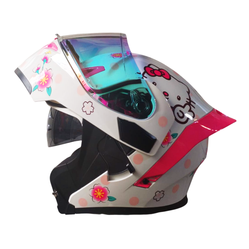 CASCO ABATIBLE HELLO KITTY EX SOMAN BLANCO CON ROSADO