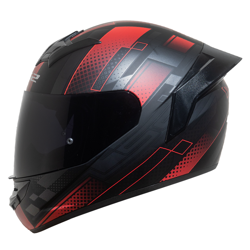 CASCO MOTO LS2 NS352 ENIX NEGRO MATE ROJO POLARIZADO