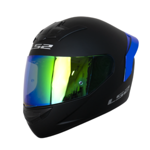 CASCO PARA MOTO LS2 NS352 NEGRO BRILLO AZUL VERDE