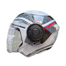 CASCO PARA MOTO ABIERTO FIBRA S.T.S ONEBIT WHITE BLACK RED