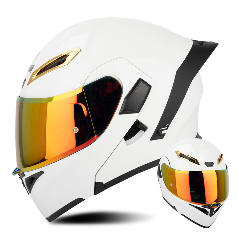 CASCO MOTO CES EX SOMAN BLANCO BRILLO ZAFIRO DORADO