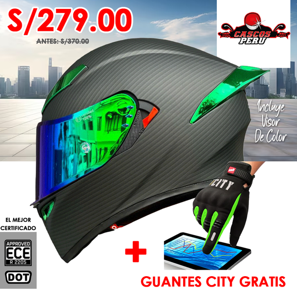 CASCO MOTO AXOR EX BIHR ZAFIRO REVO VERDE DOBLE VISOR