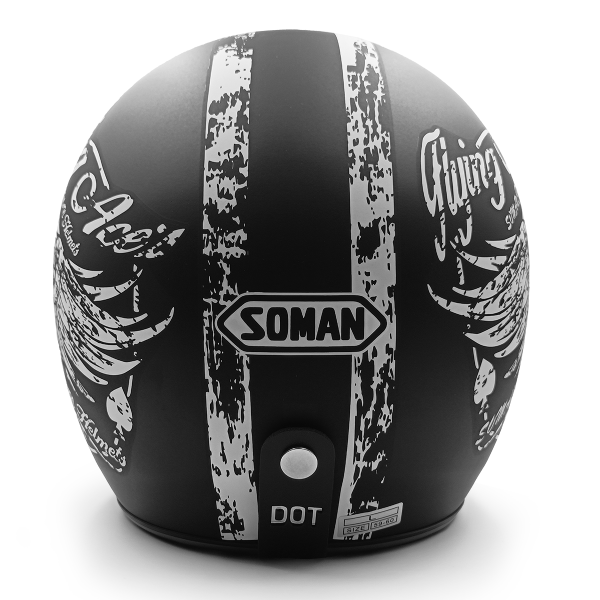 CASCO SOMAN RETRO CALAVERA NEGRO MATE