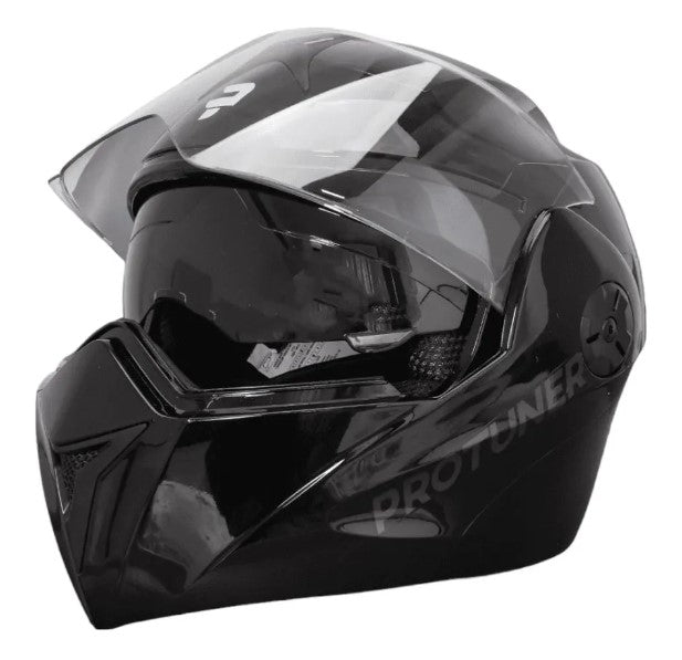 CASCO MOTO PROTUNER 3110 ABATIBLE NEGRO BRILLO