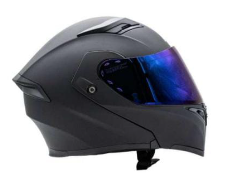 CASCO MOTO ARION ABATIBLE DOBLE CERTIFICADO NEGRO MATE VISOR AZUL