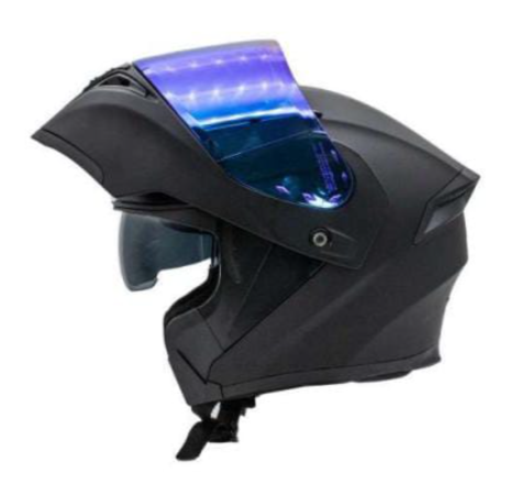 CASCO MOTO ARION ABATIBLE DOBLE CERTIFICADO NEGRO MATE VISOR AZUL