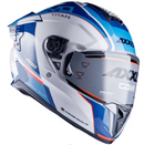 CASCO MOTO AXXIS HAWK TITAN A7 BLANCO AZUL BRILLO