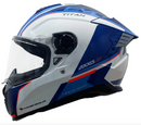 CASCO MOTO AXXIS HAWK TITAN A7 BLANCO AZUL BRILLO