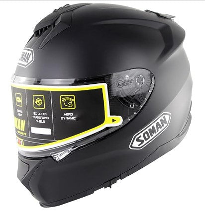 CASCO SOMAN DOBLE VISOR NEGRO MATE INTEGRAL