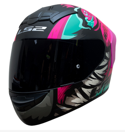 CASCO PARA MOTO LS2 NS352 WEI NEGRO MATE/ROSADO