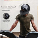 CASCO MOTO CES DOBLE VISOR ECER DOT NEGRO MATE