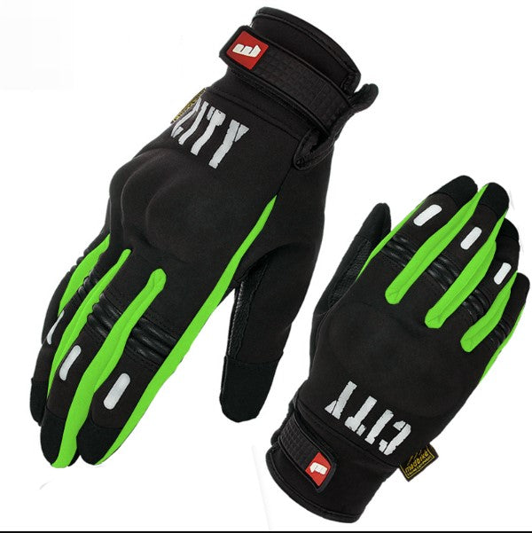 GUANTES MOTO CITY IMPERMEABLE NEGRO VERDE CON SISTEMA TACTIL