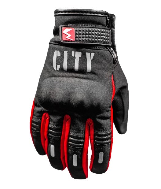 GUANTES MOTO CITY IMPERMEABLE NEGRO ROJO CON SISTEMA TACTIL