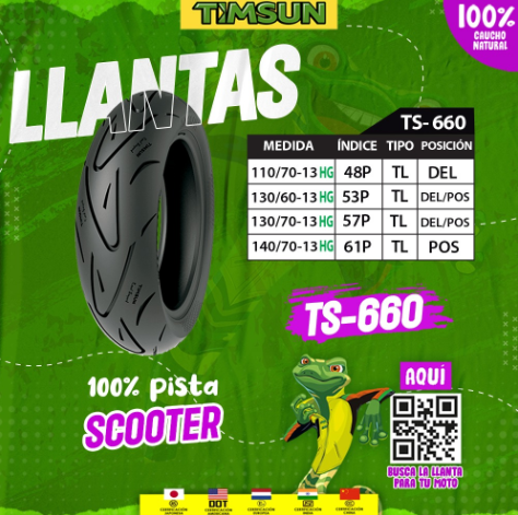 LLANTA PARA MOTO SCOOTER TIMSUN TS-660 -HIGH GRIP