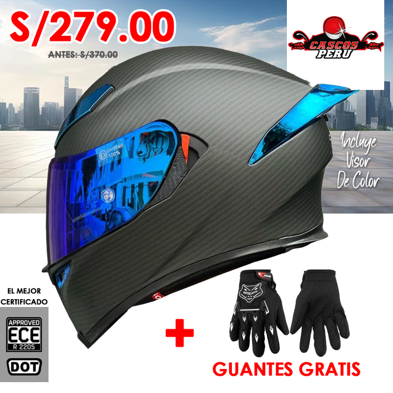 CASCO MOTO AXOR EX BIHR ZAFIRO REVO AZUL DOBLE VISOR