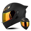 CASCO MOTO CES EX SOMAN ABATIBLE NEGRO MATE DORADO