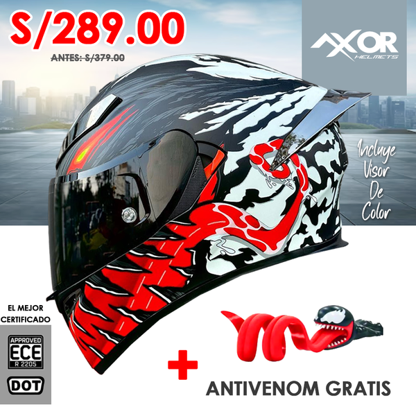 CASCO MOTO AXOR EX BIHR ANTIVENOM ROJO DOBLE VISOR