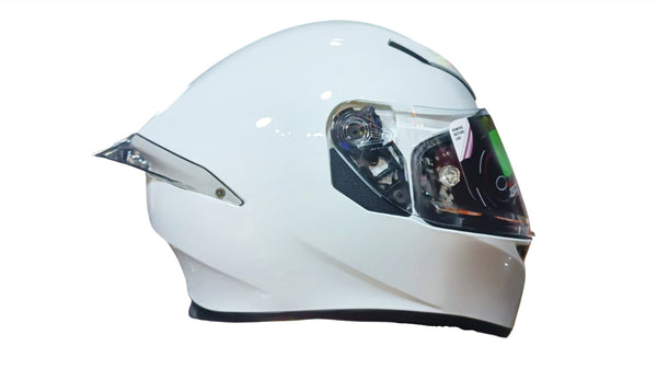 CASCO MOTO BIHR BLANCO BRILLO DOBLE VISOR POLARIZADO