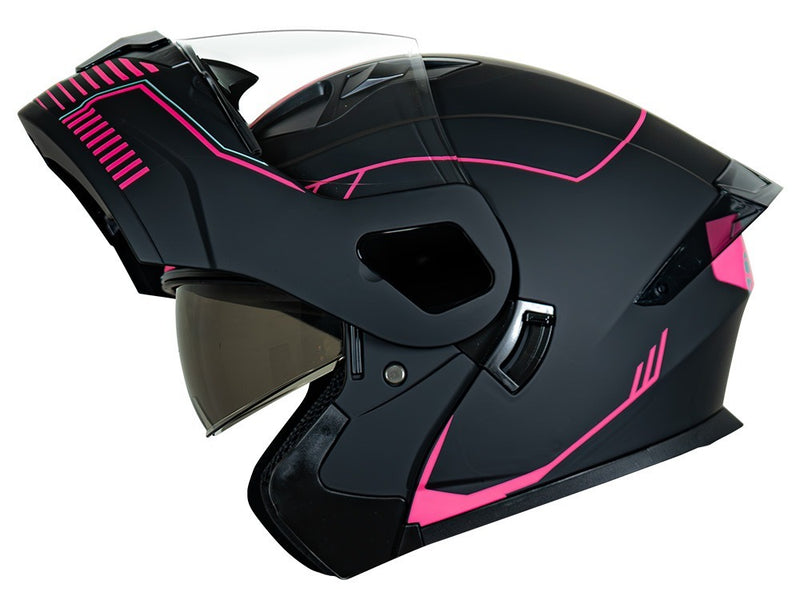 CASCO MOTO ABATIBLE KRATOS ROSA NEGRO MATE