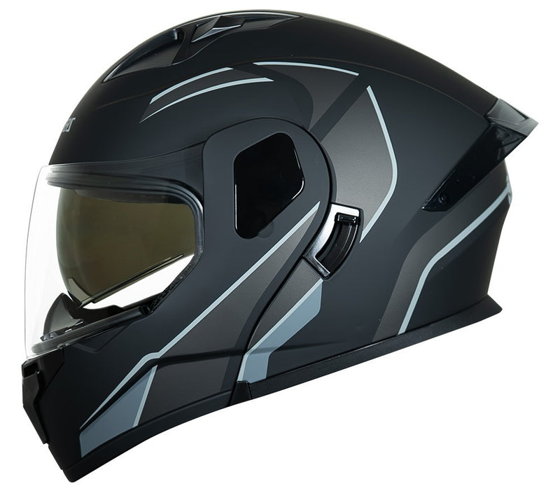 CASCO MOTO ABATIBLE KRATOS GRIS NEGRO MATE