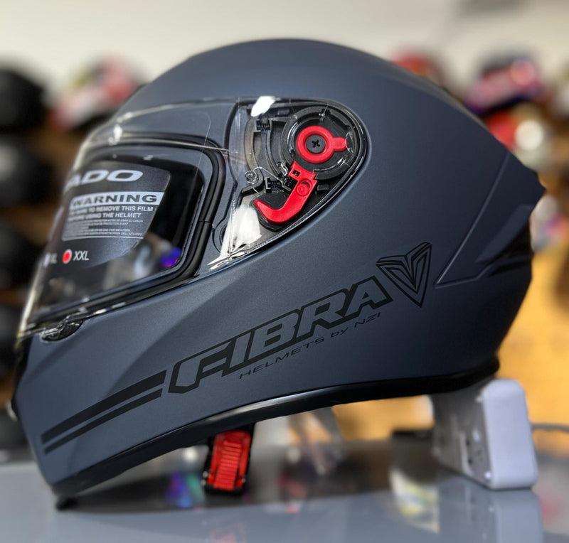 CASCO MOTO FIBRA BY NZI HELMETS GRIS MATE GIGA