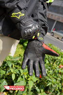 GUANTES MOTO ALPINESTAR CUERO NEGRO CELER ROJO VERDE