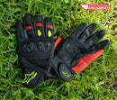 GUANTES MOTO ALPINESTAR CUERO NEGRO CELER ROJO VERDE