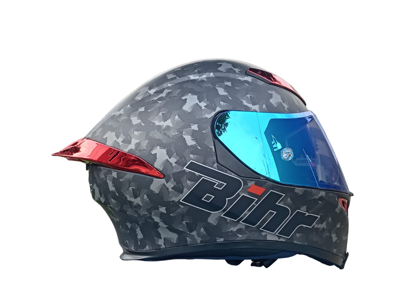 CASCO MOTO BIHR DOBLE VISOR NEGRO CAMUFLADO MATE GRIS ALERON ROJO POLARIZADO