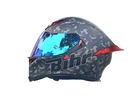 CASCO MOTO BIHR DOBLE VISOR NEGRO CAMUFLADO MATE GRIS ALERON ROJO POLARIZADO