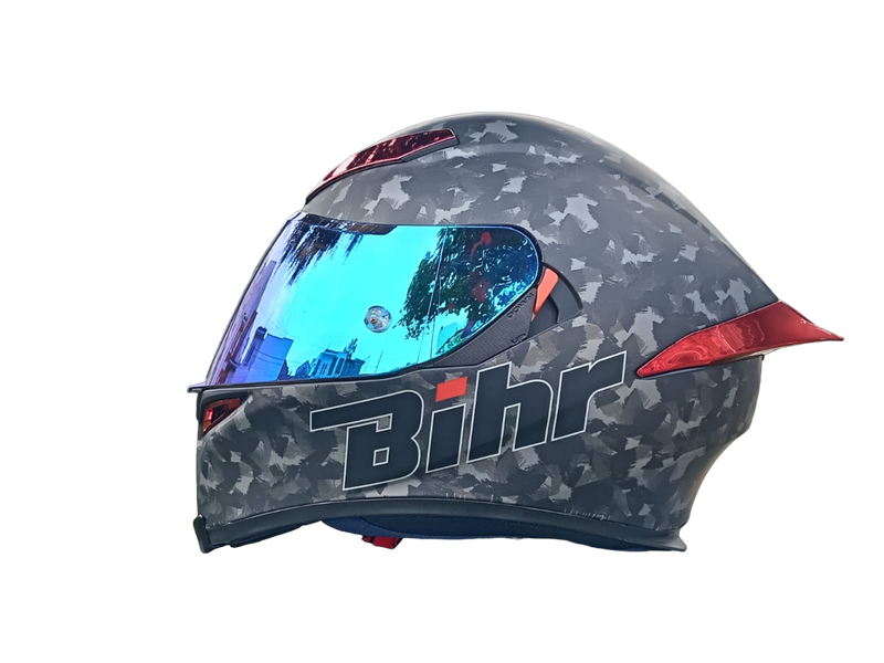 CASCO MOTO BIHR DOBLE VISOR NEGRO CAMUFLADO MATE GRIS ALERON ROJO POLARIZADO