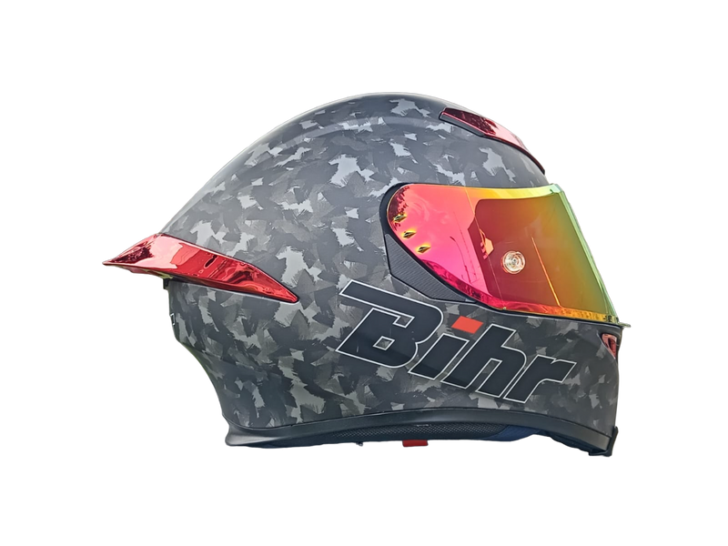 CASCO MOTO BIHR DOBLE VISOR NEGRO CAMUFLADO MATE GRIS ALERON ROJO POLARIZADO