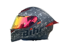 CASCO MOTO BIHR DOBLE VISOR NEGRO CAMUFLADO MATE GRIS ALERON ROJO POLARIZADO