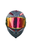 CASCO MOTO BIHR DOBLE VISOR NEGRO CAMUFLADO MATE GRIS ALERON ROJO POLARIZADO