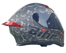 CASCO MOTO BIHR DOBLE VISOR NEGRO CAMUFLADO MATE GRIS ALERON ROJO POLARIZADO