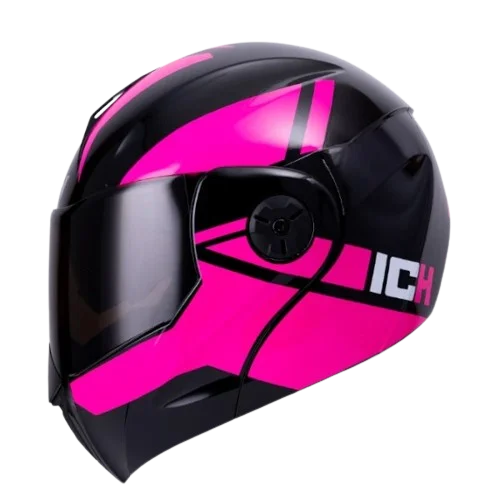 CASCO ICH ABATIBLE WIND FUCSIA NEGRO MATE