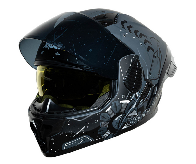 CASCO MOTO ABATIBLE XKUDO GALAX NEGRO GRIS MATE