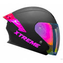 CASCO MOTO XTREME XT717 DOBLE VISOR NEGRO MATE REVO ROSADO ABIERTO