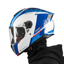 CASCO MOTO AXXIS HAWK TITAN A7 BLANCO AZUL BRILLO