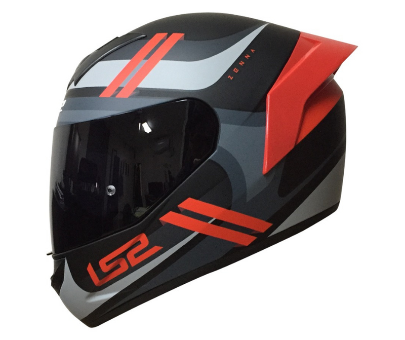 CASCO MOTO LS2 NS352 ZENNA NEGRO MATE ROJO POLARIZADO