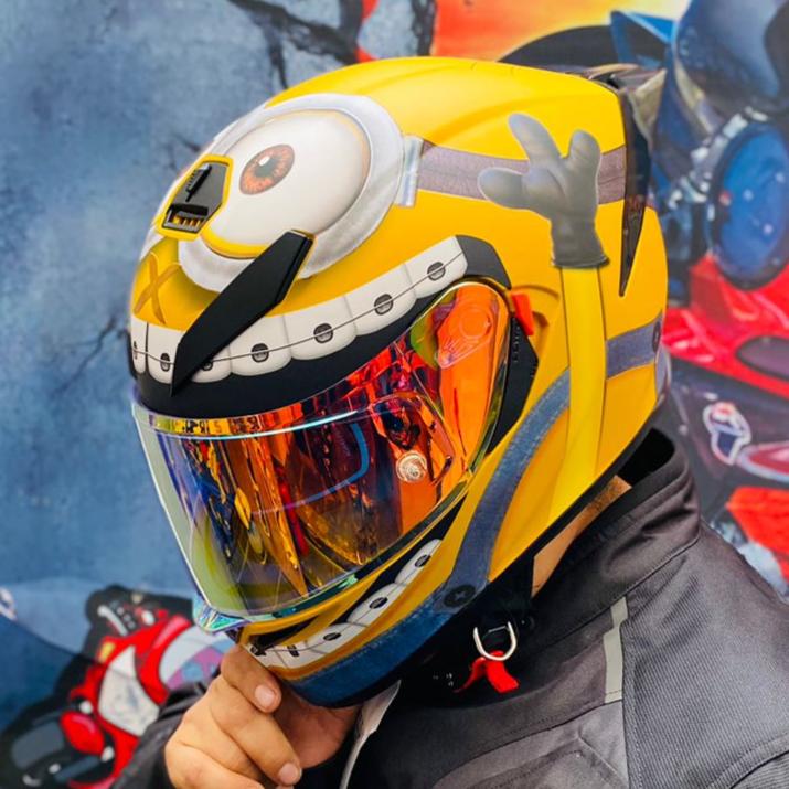 CASCO MOTO AXOR K5 NO BIHR MINIONS AMARILLO MATE REVO DOBLE VISOR