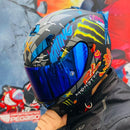 CASCO MOTO AXOR K5 NO BIHR MONSTER AZUL MATE DOBLE VISOR