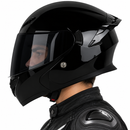 CASCO MOTO CES ARTICULADO DOBLE VISOR CERTIFICADO NEGRO BRILLO