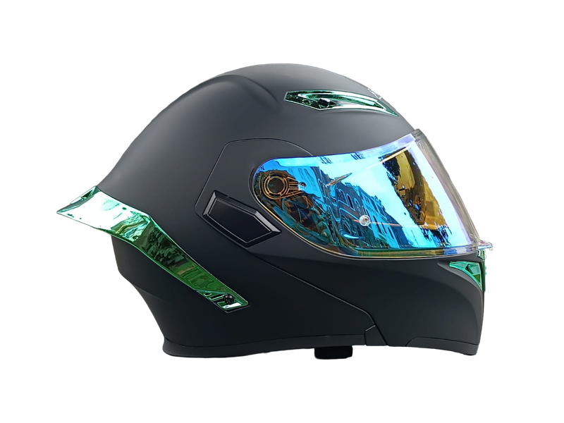 CASCO MOTO SOMAN ABATIBLE NEGRO VERDE